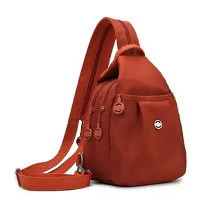 Fashion Oxford Cloth Casual Backpack Messenger Bag Chest Bag with Side Pouch Adjustable Strap Zipper Pocket Inner Patch Pocket