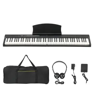 GPP-204 88-Key Semi-Weighted Digital Piano with Magnetic Keys, MIDI Bluetooth, Handbag, Headphone for Piano Enthusiasts, Black