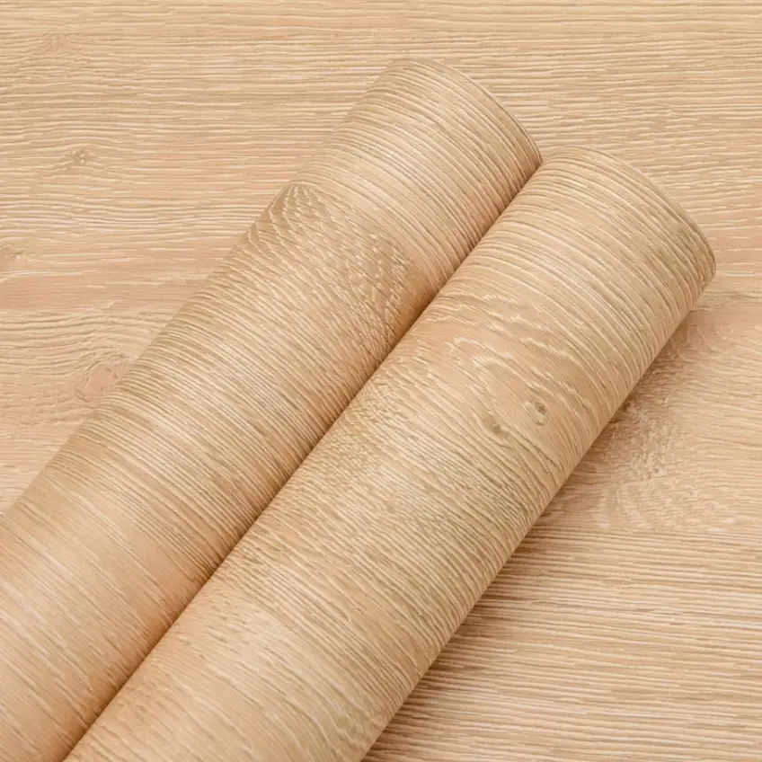 Oak Vinyl Wrap Wood Effect Sticky Back Plastic Roll, Self-Adhesive Vintage Removable Wallpaper for Furniture & Walls, 40x200 Cm