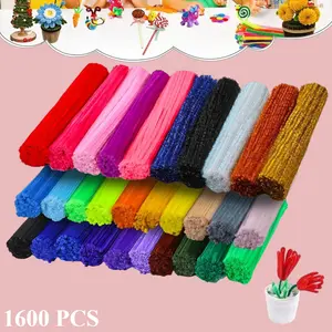 1600 Pieces Pipe Cleaners Bulk Craft Supplies 6 mm x 11.8 Inch Chenille Stems Pipe Cleaner for DIY Arts Crafts Decorations Flowers Decor (Multicolor)