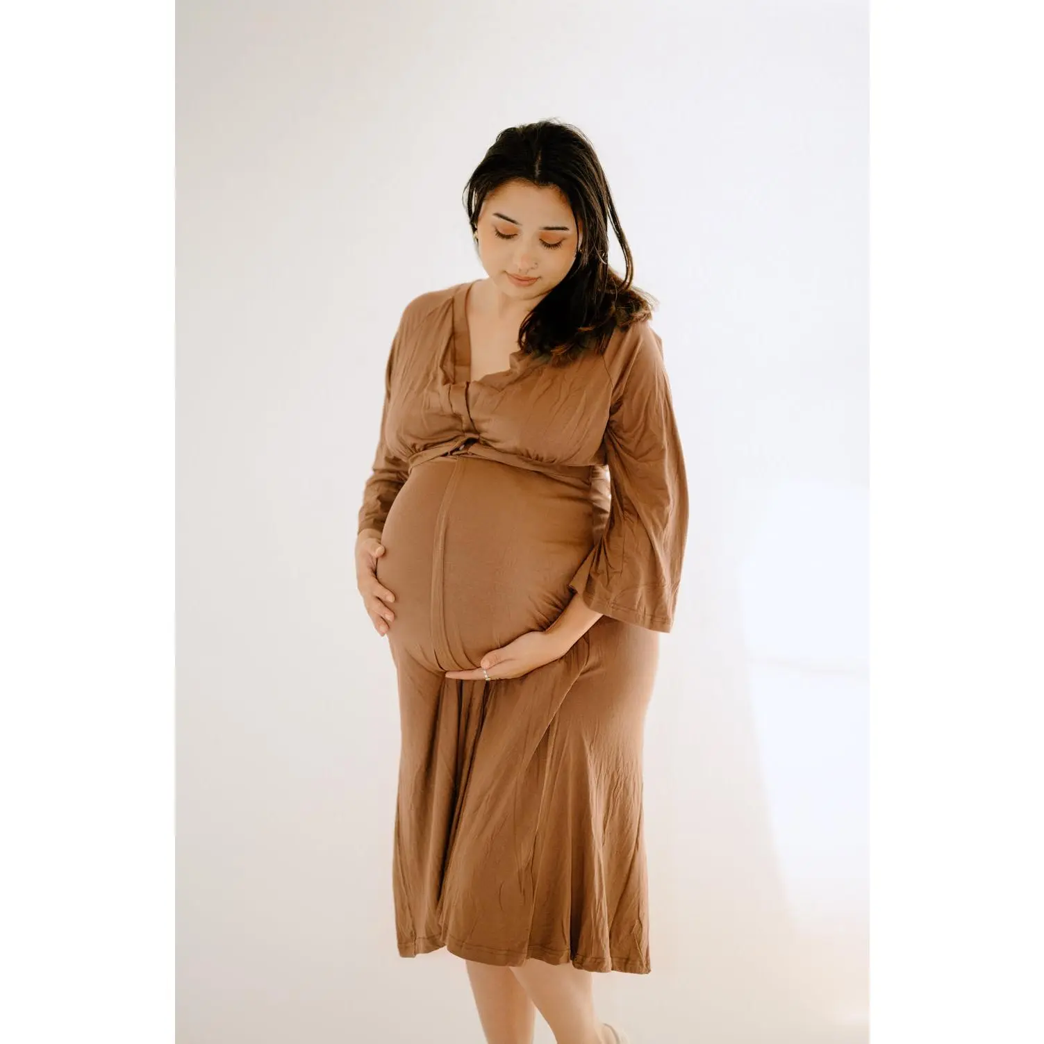 Amelia Labor & Postpartum Gown in Caramel