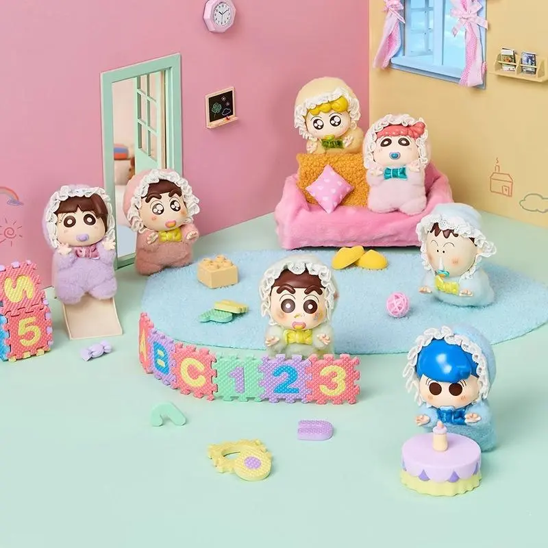 Crayon Shin-Chan Baby Series Vinyl Plush Blind Box Charms Cute Infant-Style Shin-Chan & Friends Pendants Soft Fluffy Ornaments Wonderful Surprise Collectible Gift For Crayon Shin-Chan Fans