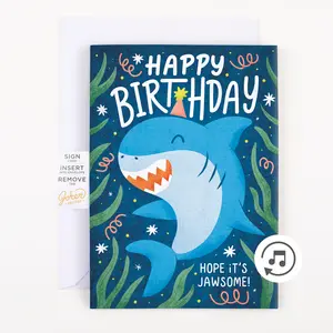 Endless Baby Shark Birthday Card with Glitter