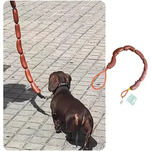 MANON ROSA Sausage Leash Hot Dog Walking Gear - Durable Rubber Wiener Hotdog Leash - Playful Pet Chew Toy for Small Dogs & Puppies, Cats & Outdoor Fun