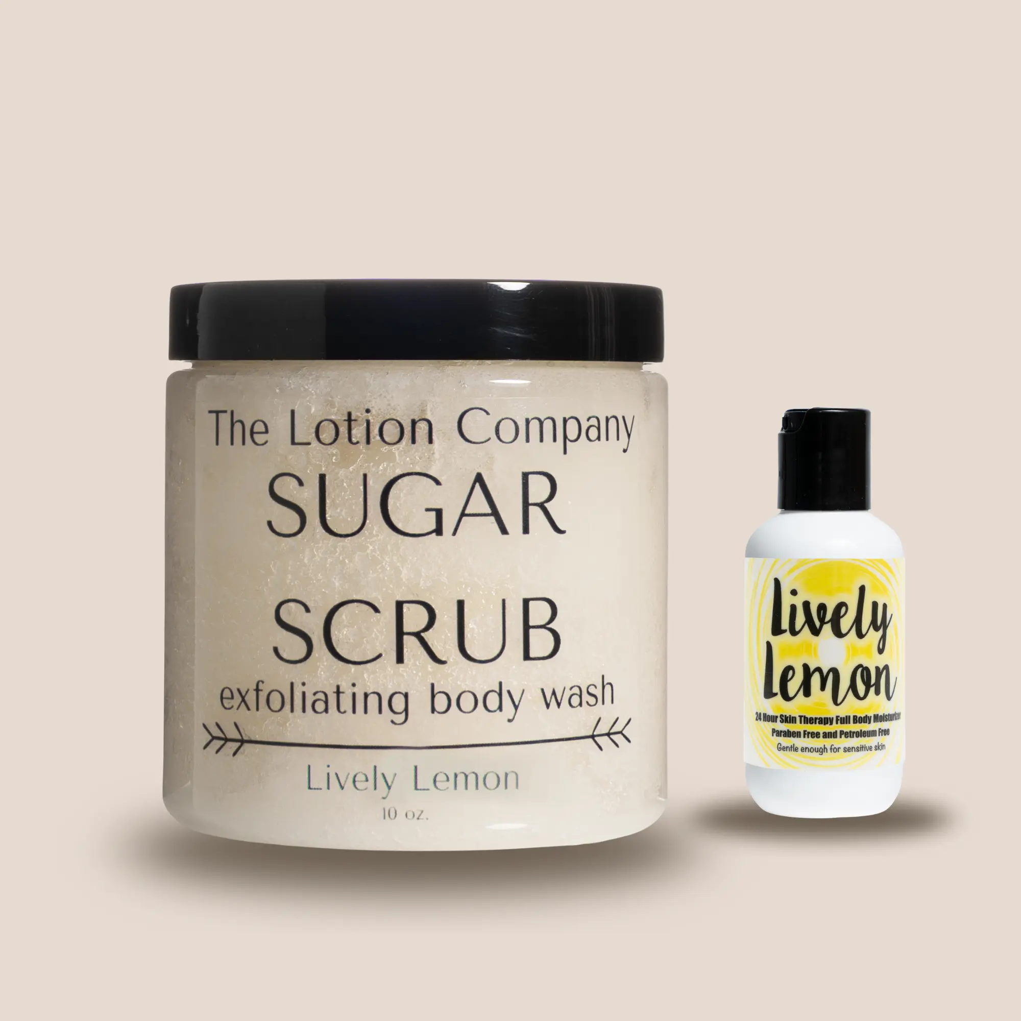 Lively Lemon Sugar Scrub + travel size lotion by The Lotion Company bundle