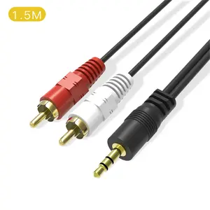 2 RCA Male Plug to 3.5mm Female Aux Audio Headphone Jack Converter Adapter Cable Cord