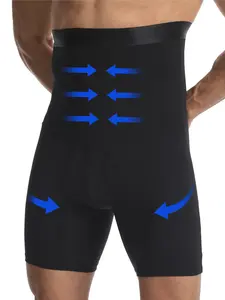 Men's Shaping Shorts, Silicone Anti-Slip Hip Control Tight Fit Sculpting Pants, High Waist Thigh Friction Prevention Suitable for Gym Daily Wear,Belly Girdle Compression Briefs, Waist Reducing Shapewear