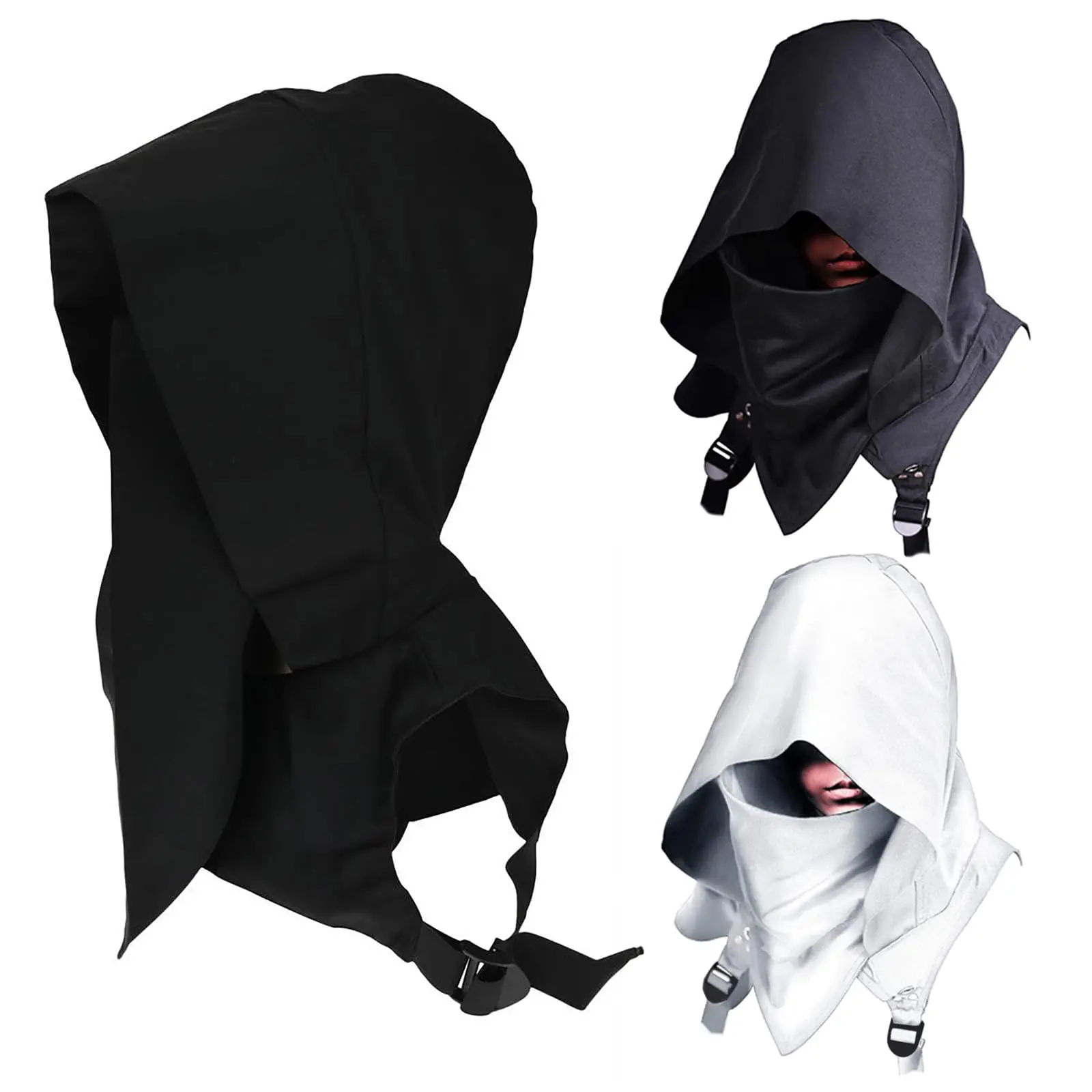 Authentic Celtic Knight Hat with Hood Men's Pícaro-Style Cosplay Headwear Halloween Costume Essential Secure Chin Strap Medieval Reenactments Clothes Beige Plain - Hoodie