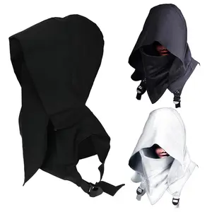 Authentic Celtic Knight Hat with Hood Men's Pícaro-Style Cosplay Headwear Halloween Costume Essential Secure Chin Strap Medieval Reenactments Clothes Beige Plain - Hoodie