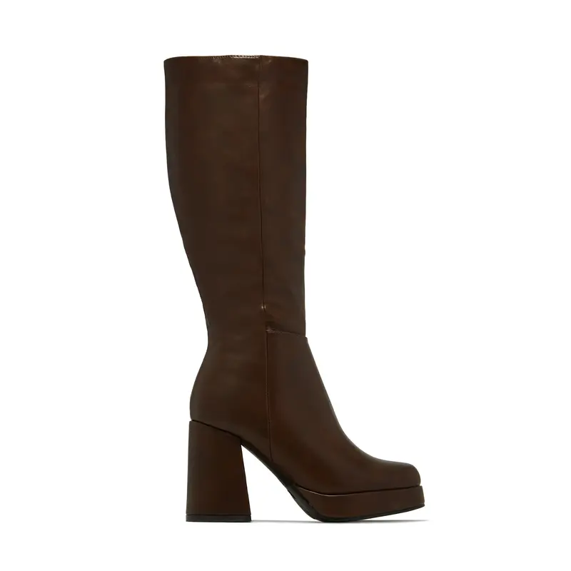 Hudson Platform Block Heel Knee High Boots – Brown