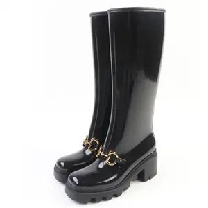 Pre-owned GUCCI Rubber Small Leather Goods Horsebit Long Boots