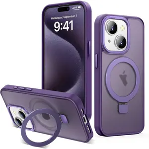 Magnetic for iPhone16 15 14 13 12 11Matte Magnetic Ringstand  Case  (Compatible with MagSafe)(Military Grade Drop Protection)  Matte Shockproof Phone Cover Cellphone Smartphone Protector Casing
