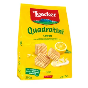Loacker Quadratini - Crispy Wafer with Lemon Cream Filling - 250g - Italian Snack