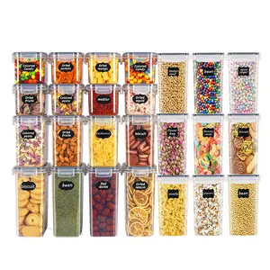 6-42pcs airtight food storage containers, food airtight jars, kitchen storage boxes, with labels and markings - BPA free, dishwasher safe, suitable for grains, pasta, flour and sugar - easy to organize and store dry foods