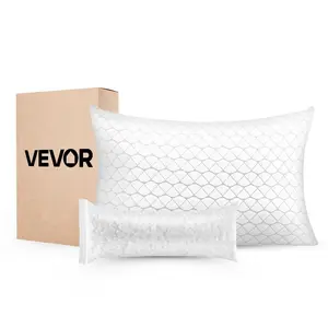 King Size Memory Foam Pillow, Adjustable Support Luxury Hotel-Quality Pillow with Natural Fiber Pillowcase, Bedding for Back-Side Sleepers