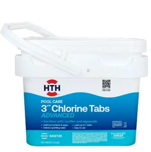 HTH Advanced Pool Chlorine Tablets, 3-Inch Tablets, 25 lb, Pool Water Sanitizer