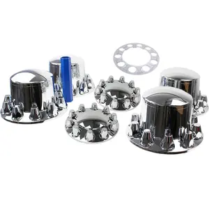 33mm Axle Cover Chrome Dome Combo Kit Thread-On Lug Nut Covers with 2 Front and 4 Rear Axle Wheel Covers Removable Hub Caps for Semi Truck (Installation Tool Included)