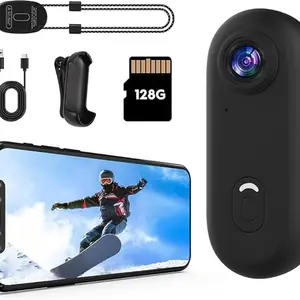 4K Thumb Action Camera, 128GB Wearable Mini Body Cam, with Magnetic Accessories, High Battery Capacity for 2H Vedio Time, Fit for Vlogging, Biking, Diving, Animals Recording