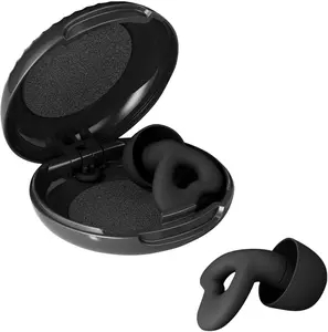 Ear Plugs for Sleep 32dB Noise Reduction Soft Comfy Reusable Silicone Earplugs for Work Travel Study Hearing Protection (Black, Heart)