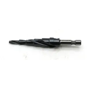 TEMO Black AITiN Coated M35 Cobalt Step Spiral Flute Unibit, 6 Size from 3/16 Inch to 1/2 Inch, 1/4 Inch Hex Shank