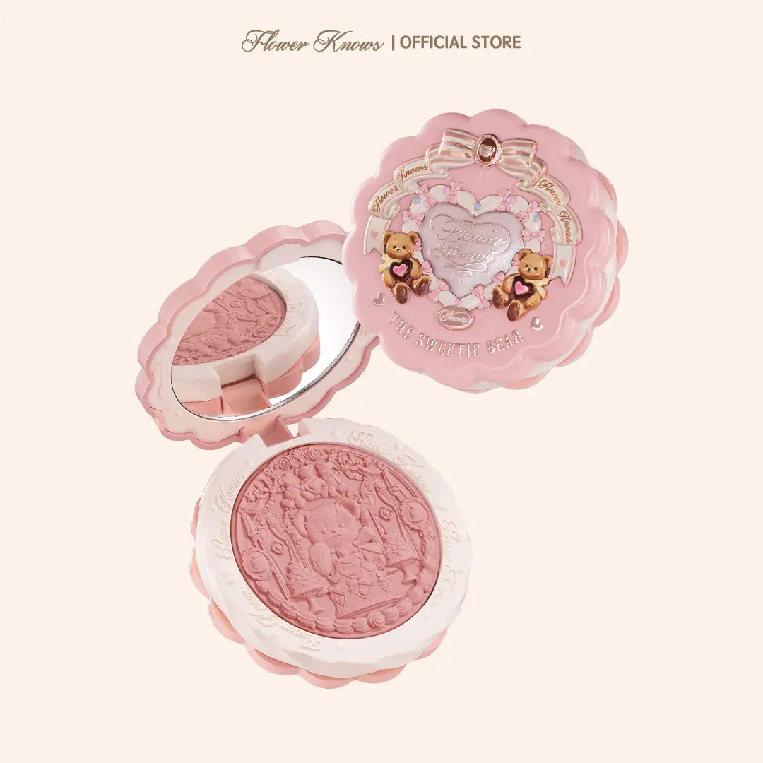 Flower Knows The Sweetie Bear Collection Silk Satin Blush, High-Quality Pigment Powder, Comfortable Wear with Glow, Long-Lasting, Holiday Makeup Gift, #summerwins, #DealsForYouDays