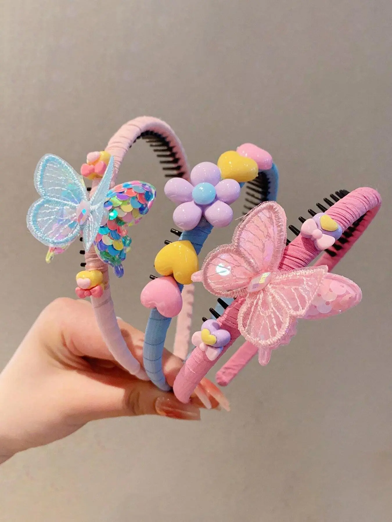 Cute Butterfly & Flower & Heart Design Hair Hoop, Colorful Sequin Decor Sparkle Hair Hoop, Non-slip Headbands, Hair Bows Headbands, Fashion Hair Accessories for Girls & Women, Unique Gifts for Women, Abs Material, Hair Accessory Set
