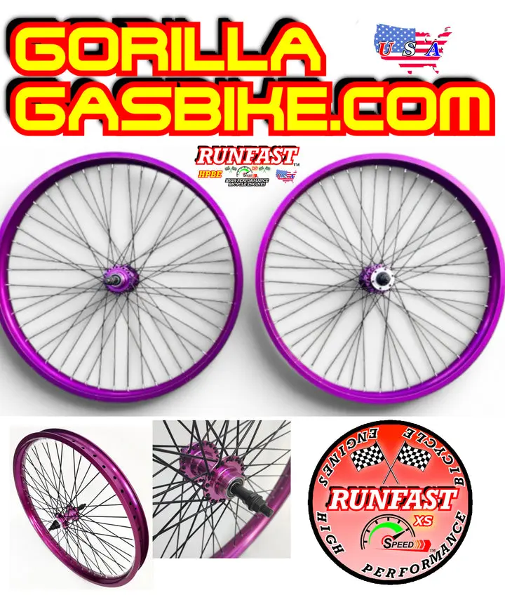 26"x1.85" Wheels Set 12 Gauge 48 Spokes, Aluminum Alloy Double Wall Wheelset (Purple)