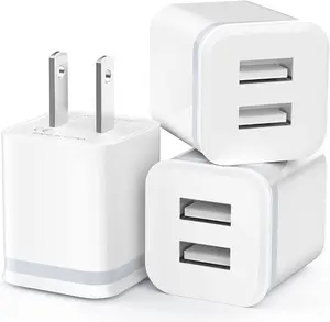 USB Wall Charger, 3-Pack 2.1A 5V Dual Port Cube Power Adapter Plug Block Charging Box Brick for iPhone 14 13 12 11 Pro Max SE XS XR X 8 7 6 6S Plus, Galaxy, LG, Moto, Android Phones