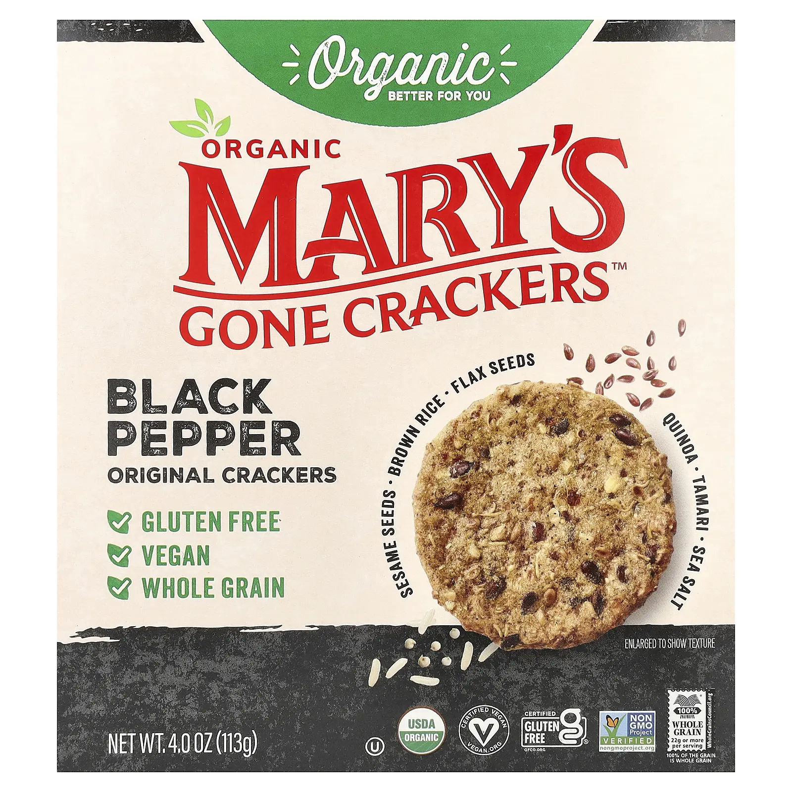 Mary's Gone Crackers Organic Black Pepper Original Crackers, 4 oz (113 g)