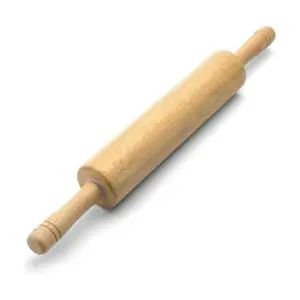Classic Wood Rolling Pin, 18-Inch Hardwood Dough Roller for Baking Pizza, Pies, Pastry and Cookies, Ergonomic Handles, Kitchen Essential