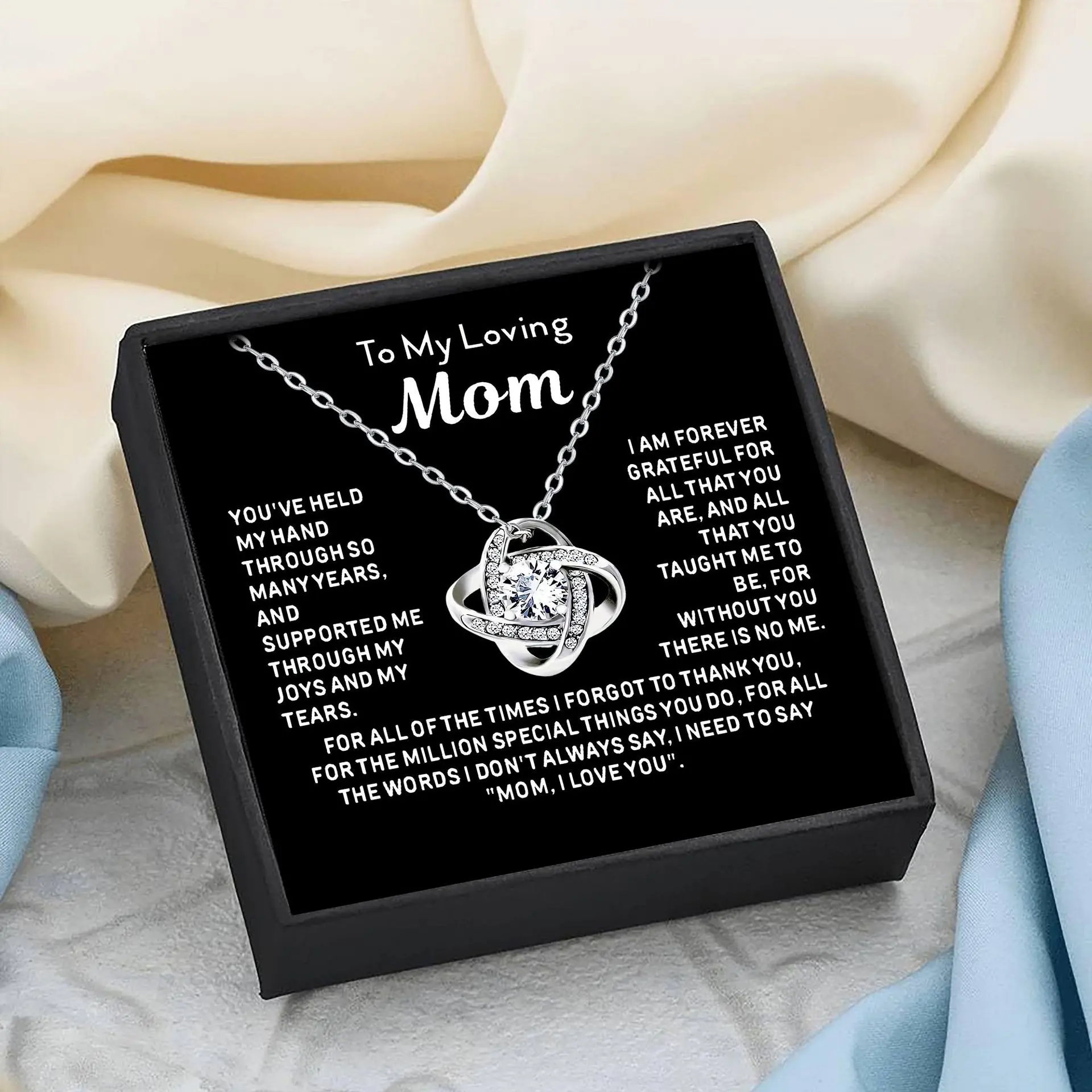 BIGWIG Long Knot Heart Necklace - Unisex Boho Vibe Copper Chain, Zircon-Inlaid Jewelry Design Accessory, Meaningful Gift Set for Mom w/ Gift Box & Card for Daily Wear, Inlaid Zircon