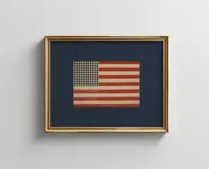 Preppy American Flag Wall Art |Fourth of July USA Poster | Rustic Americana Wall Decor NO FRAME