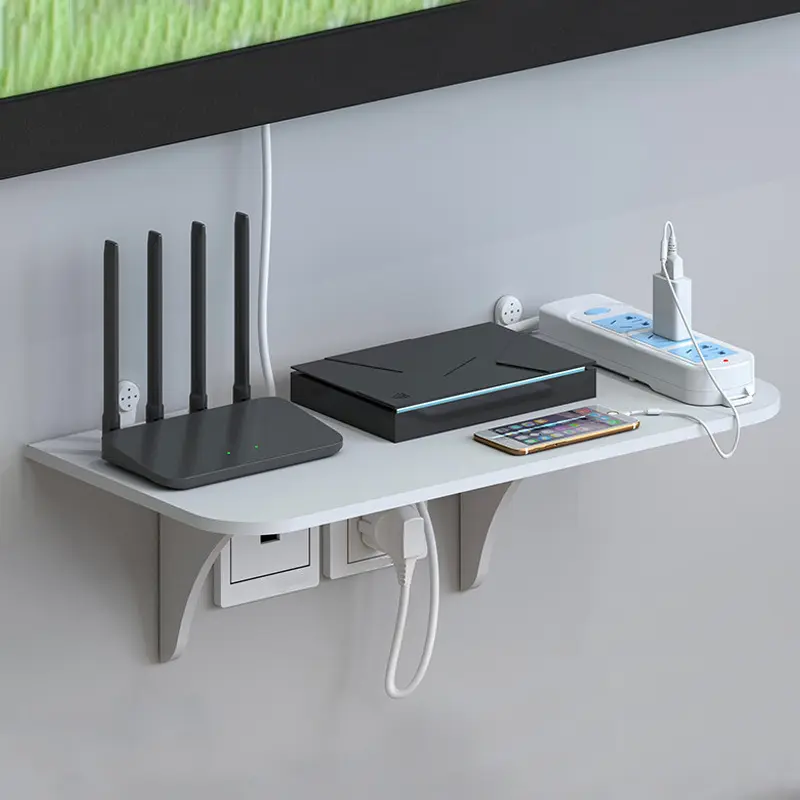 Router Floating Shelf Hanging Rack Multi Tap Outlet Wifi TV Set Top Box Board Hidden Bracket Storage Organizer Living Room Wall Mount Holder