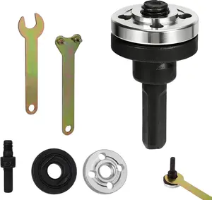 10mm/0.39in 5-in-1 Angle Grinder Adapter Kit, Alloy Electric Drill to Grinder Conversion Shaft Connecting Rod Set Grinding Clamp Nut Attachment Tool with Adjustable Rotary Drive Accessories