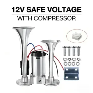 Dual Trumpet Air Horn Kit 12V – Up to 135dB Electric Horn with Compressor for Trucks, Cars & Boats