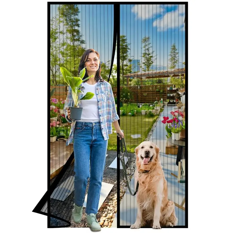Mesh Mosquito Door Curtain, Breathable Magnetic Closure Door Curtain, Outdoor Screen Fence, Easy To Clean
