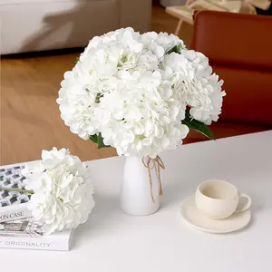 YBLIOUKE 6Pcs 21in Hydrangea Artificial Flowers, Latex Real Touch Hydrangeas Lifelike Large Hydrangea Flowers for Home Decor Party Arrangements Wedding Bouquets Centerpieces (White)