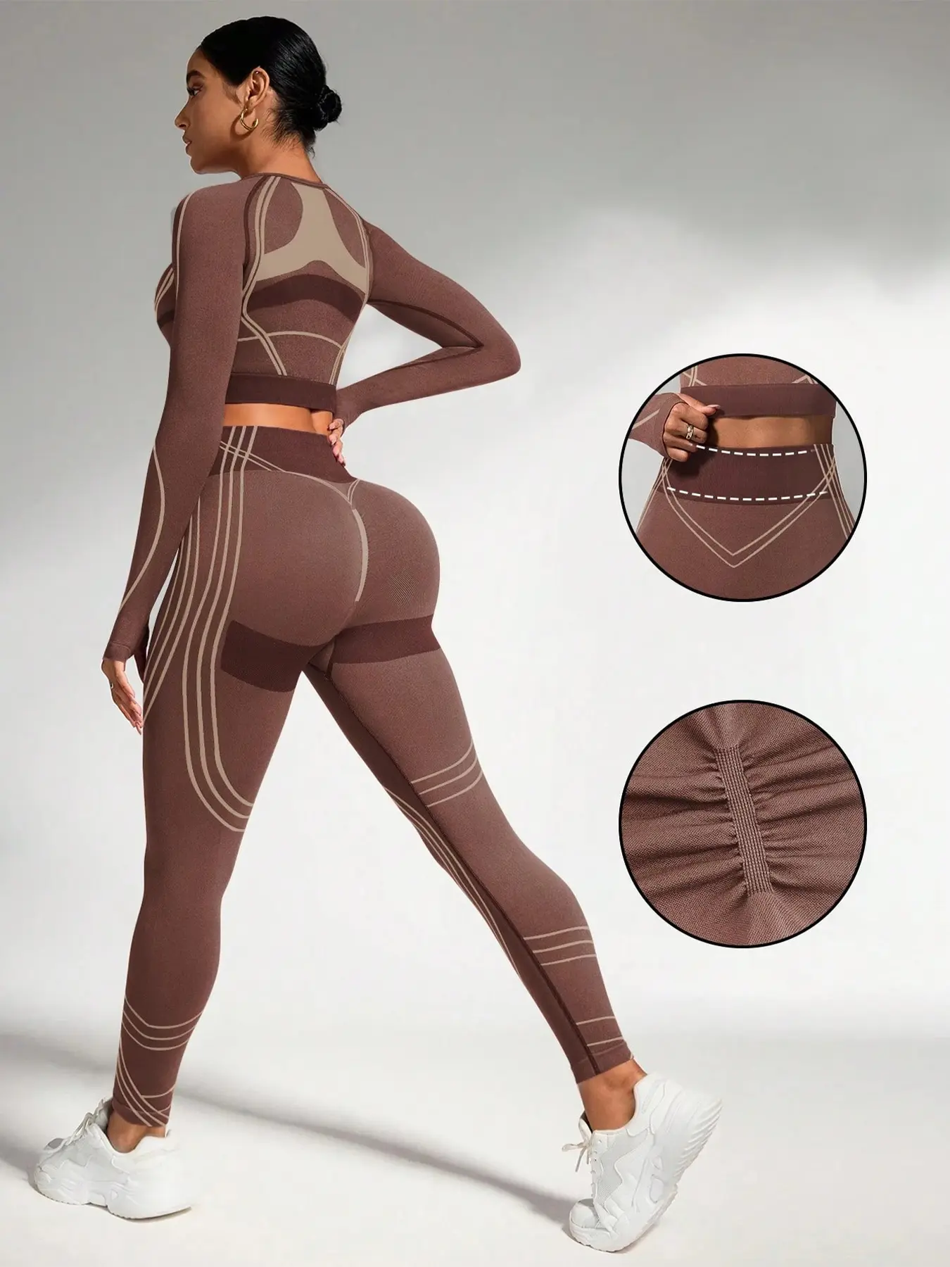 Sport Studio Women's Sports Set, Athletic Clothing Set, Athleisure Wear, Drop Shoulder Sleeves, Training, Tight Pants Suit for Gym Wear, Yoga Suit Outdoor, Athleisure Tracksuit Outfit, Sportswear for Training, Workout Sets