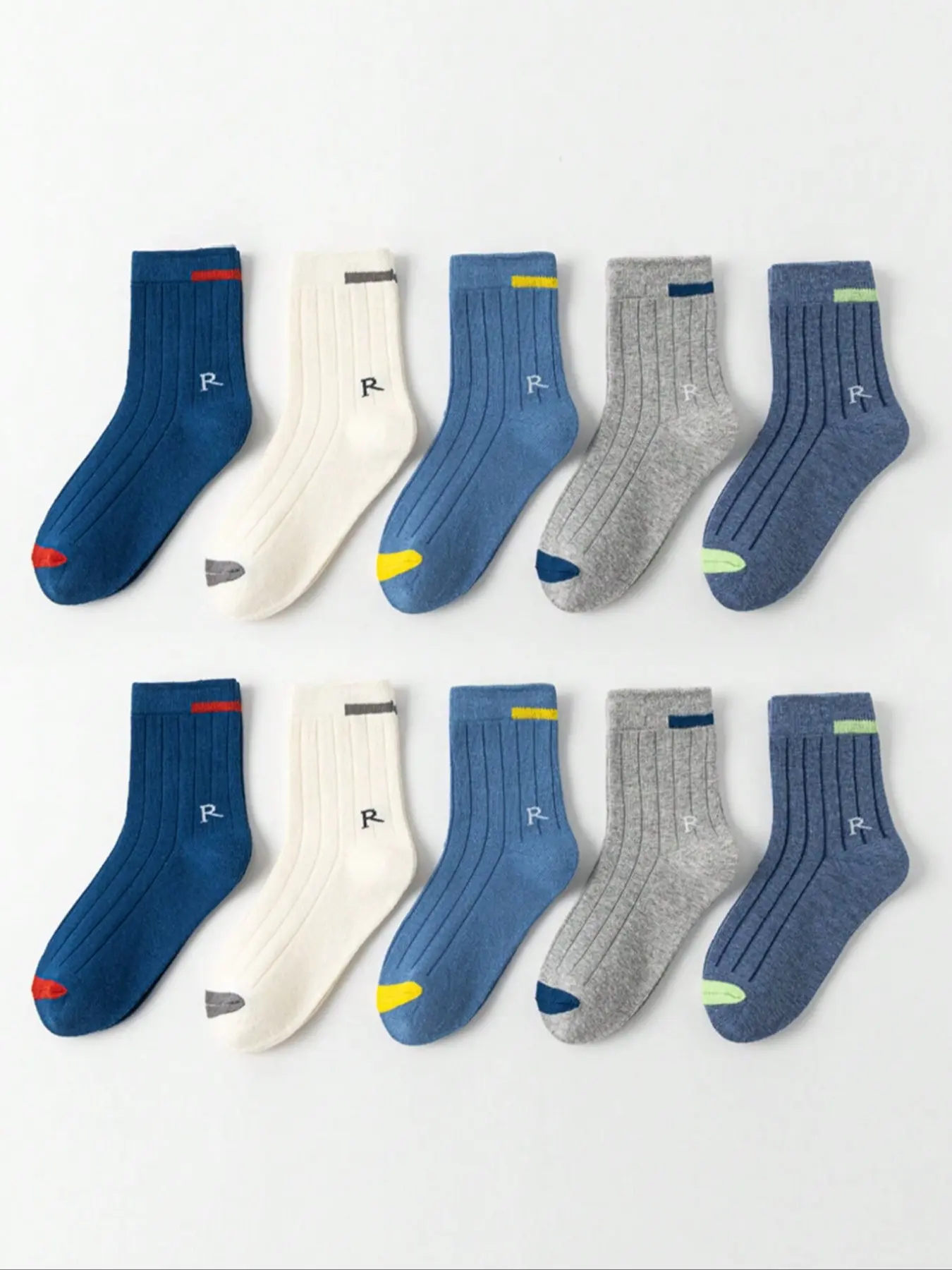 Boys' Breathable Mid-Calf Socks, 5 Pairs, Fall & Winter New Casual Style, Sporty Solid Color Design, Comfortable Fit for Kids, Youth Socks, Casual Stylish Socks, Letter Print Socks