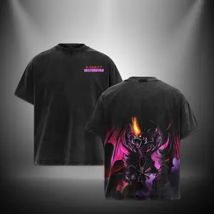 Destroyah Kaiju Godzilla Gojira Edition Double Printed Oversize Lightweight Acid Washed Tee TV series Vintage Graphic Design Top Cotton Comic Superheroes Streetwear T-Shirt Clothes Menswear Womenswear.