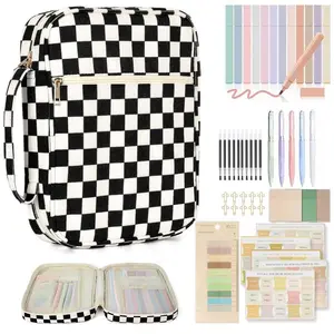 Bible Cover Case for Women Corduroy Bible Case for Girls Checkered Large Bible Cover with Handle Bible Study Supplies Accessories Christian Gifts for Women