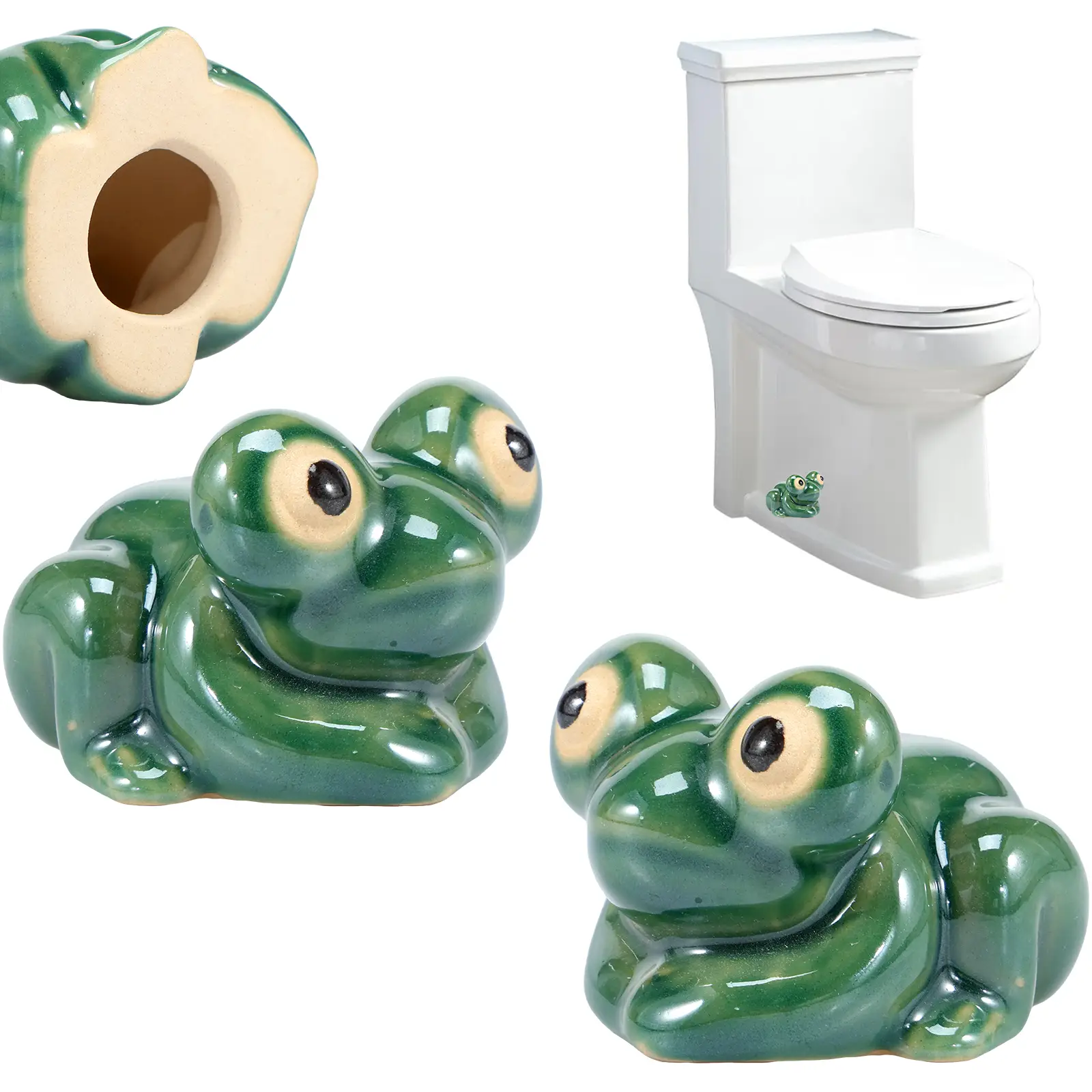 2 Counts Toilet Bolt Covers Ceramic Toilet Bolt Caps Cute Funny Frog Toilet Bolt Covers Toilet Bolt Decorative Caps Easy installation for Bathroom Dec