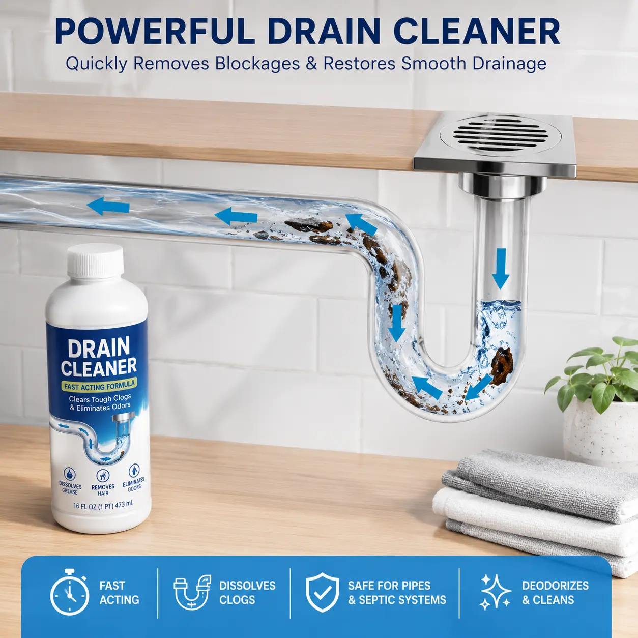 1 use Drain Unclogging Powder 1 use Drain Unclogging Powder