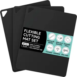 July Home Extra Thick Flexible Cutting Mats – Non-Slip, Color-Coded Plastic Cutting Board Set of 3, 15"x12", Durable & Easy for Chopping and Serving choppingblock