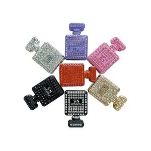 DIY Beaded Metal Perfume Bottle Charms for Charms Making, Handmade Unique Pattern Accessories for Pens, Jewelry, Keychains
