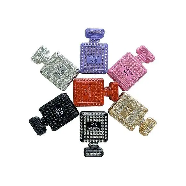 Rhinestone-Decorated Metal Perfume Bottle Bead Charms - Bedazzle Gems with Luxury Design, Beads and Accessories, DIY Craft Embellishments, Charms for Crafts, Beading Supplies for Jewelry Making Projects