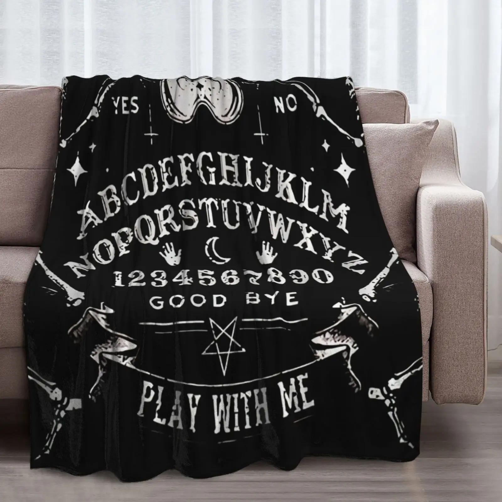 Ultra-Soft Goth Throw Blanket Bedding : Flannel Fleece Halloween Witch Blanket for Living Room Sofa and Couch, Ouija Boards Vintage Blanket