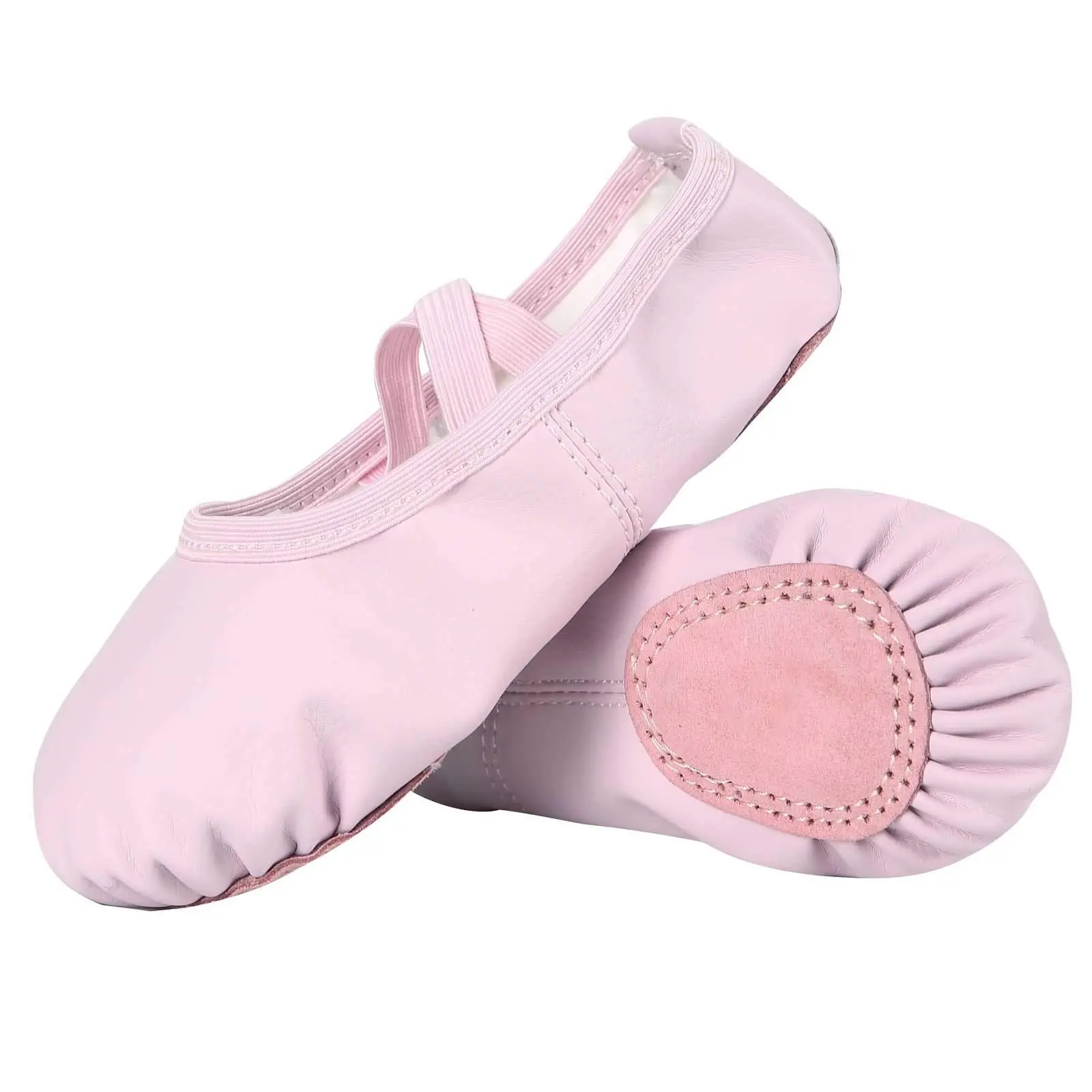 Unisex Ballerina Shoes - Soft Leather Dance Slippers with Split Sole, Textile Inner, Grip, Durable Construction, Elastic Strap, Ideal for Gymnastics & Dance, Dance Shoes