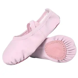 Women And Man Ballet Shoes Soft Leather Dance Slippers Split Sole Textile Lining