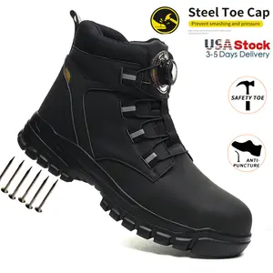 New Fashion Rotary Buckle steel toe safety work shoes Men Indestructible protective shoes Anti-Punctur Construction Work Shoes Boot Mesh Worker Closed